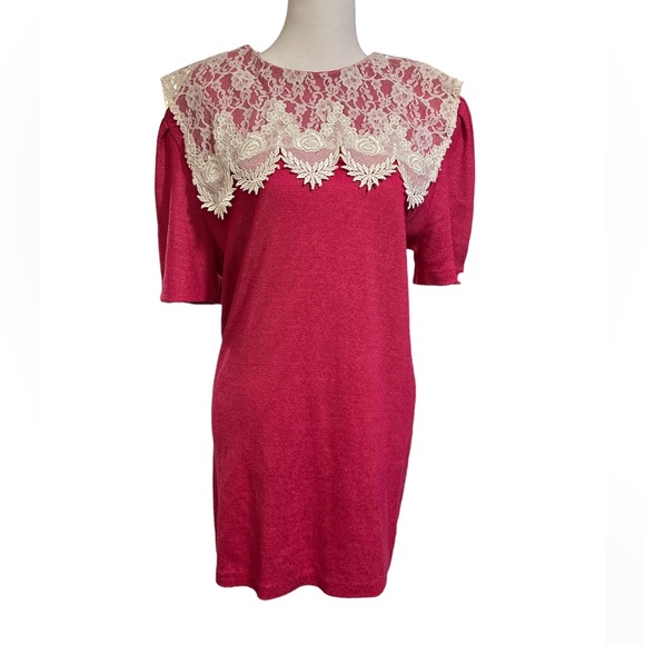 Vintage Lace Collar Tunic Sweater Dress - Picture 1 of 13